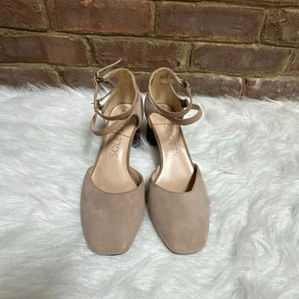 Sole Society Women’s Taupe Selby Suede Pump Size 6.5